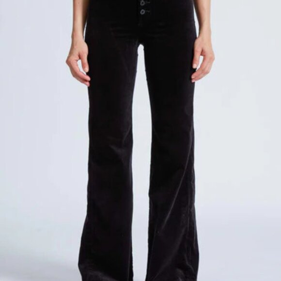 ASKK NY Black Velvet Wide Leg Pants High Waisted